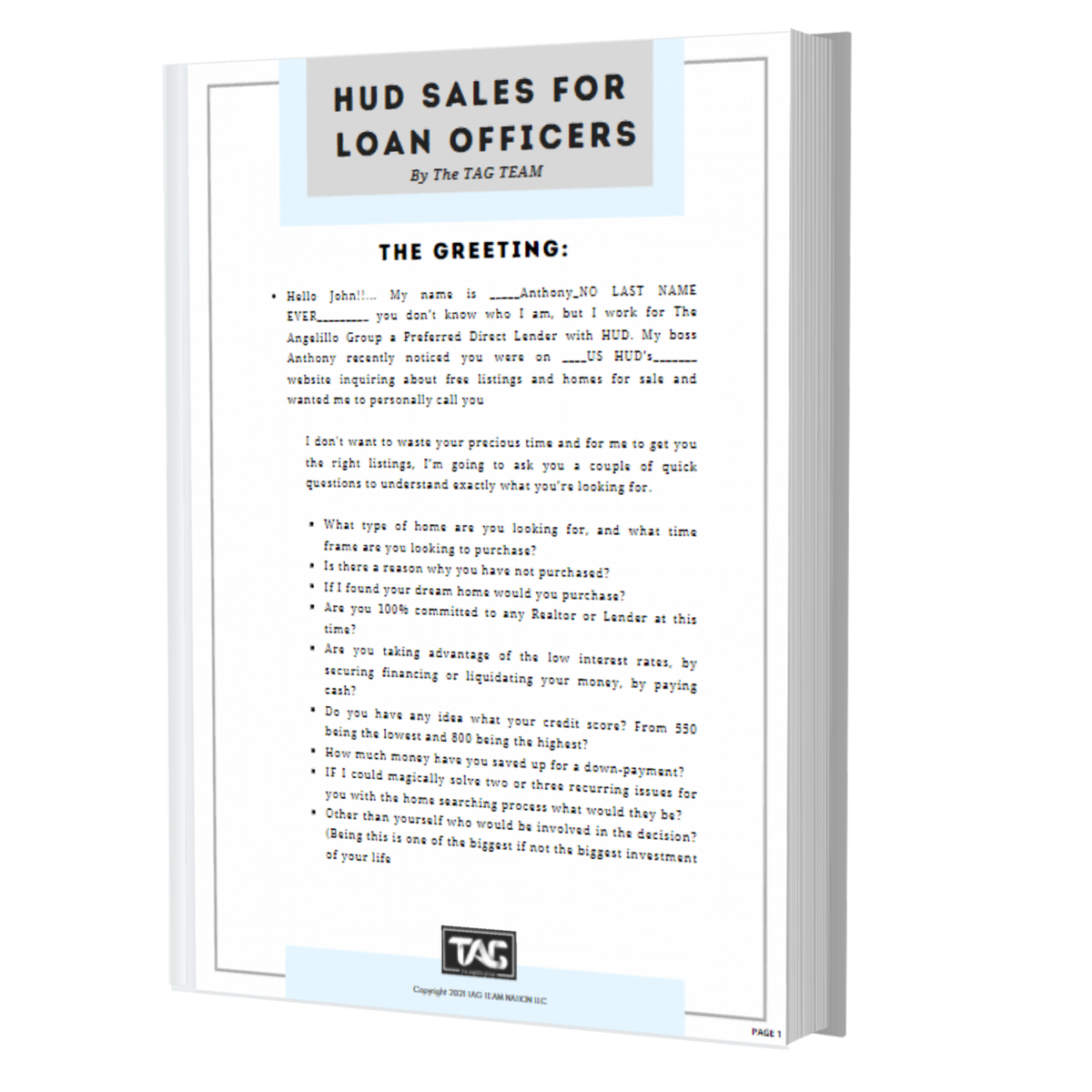 HUD Sales for Loan Officers