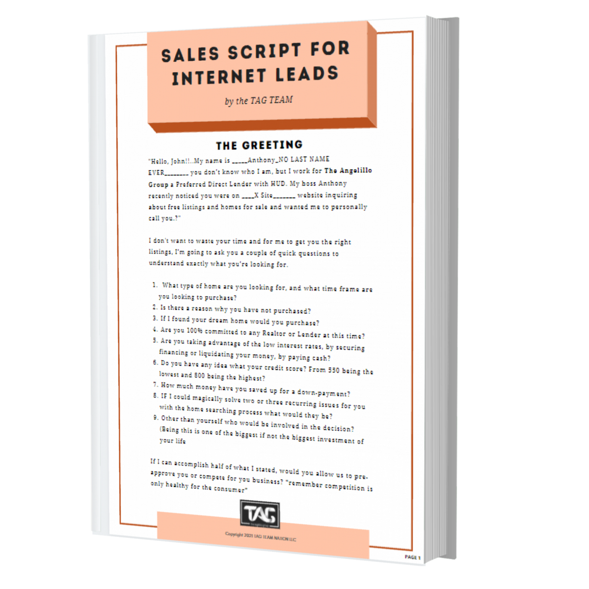 Sales script for internet leads